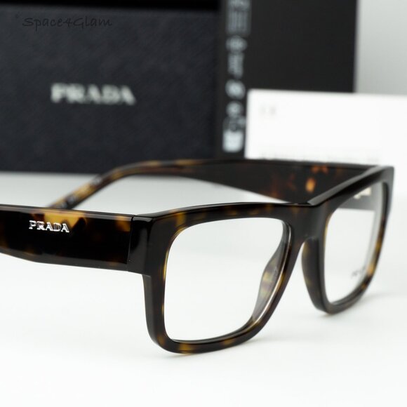 Prada Men Eyeglasses Havana Demo Rectangle Unisex PR15YV 2AU1O1 BRAND NEW - Picture 4 of 8